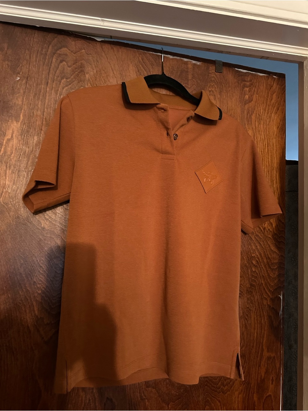 MCM Short-Sleeve Polo Shirt in Rust with Contrast Collar